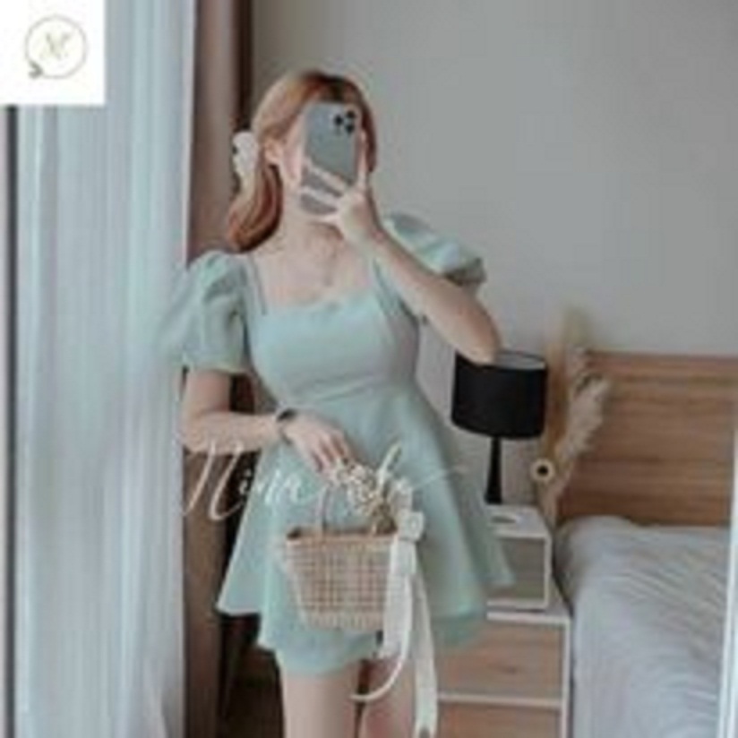Sét đùi nữ cột nơ lưng tay phồng đáng yêu kèm quần Hvy