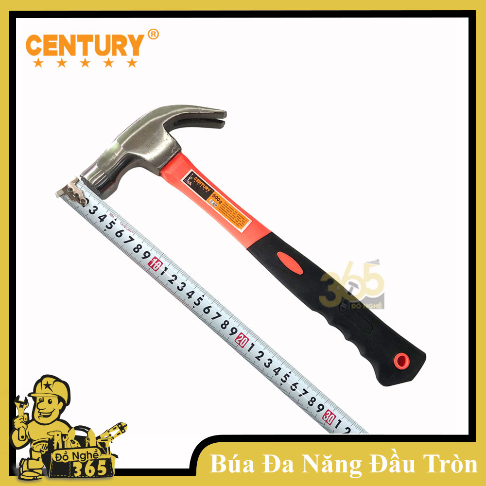 BÚA ĐA NĂNG ĐẦU TRÒN 500g CENTURY, búa thiết kế đa năng đầu có chống trượt và có khe nam châm hít đinh, tiện lợi trong việc đóng coppa trong xây dựng nhà ở và các công trình khác