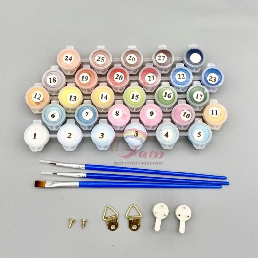 Hot-selling household goods Tranh tô màu sơn dầu số hoá Gam 🎨CHUẨN MÀU🎨 Hoa sen lotus