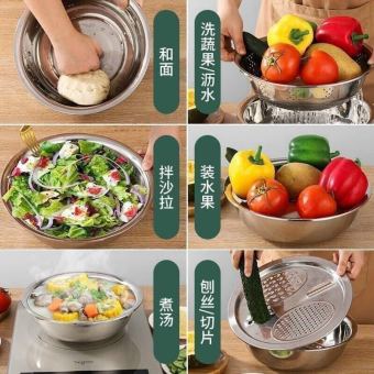 Hot-selling household goods SET RỔ NẠO INOX 3IN1