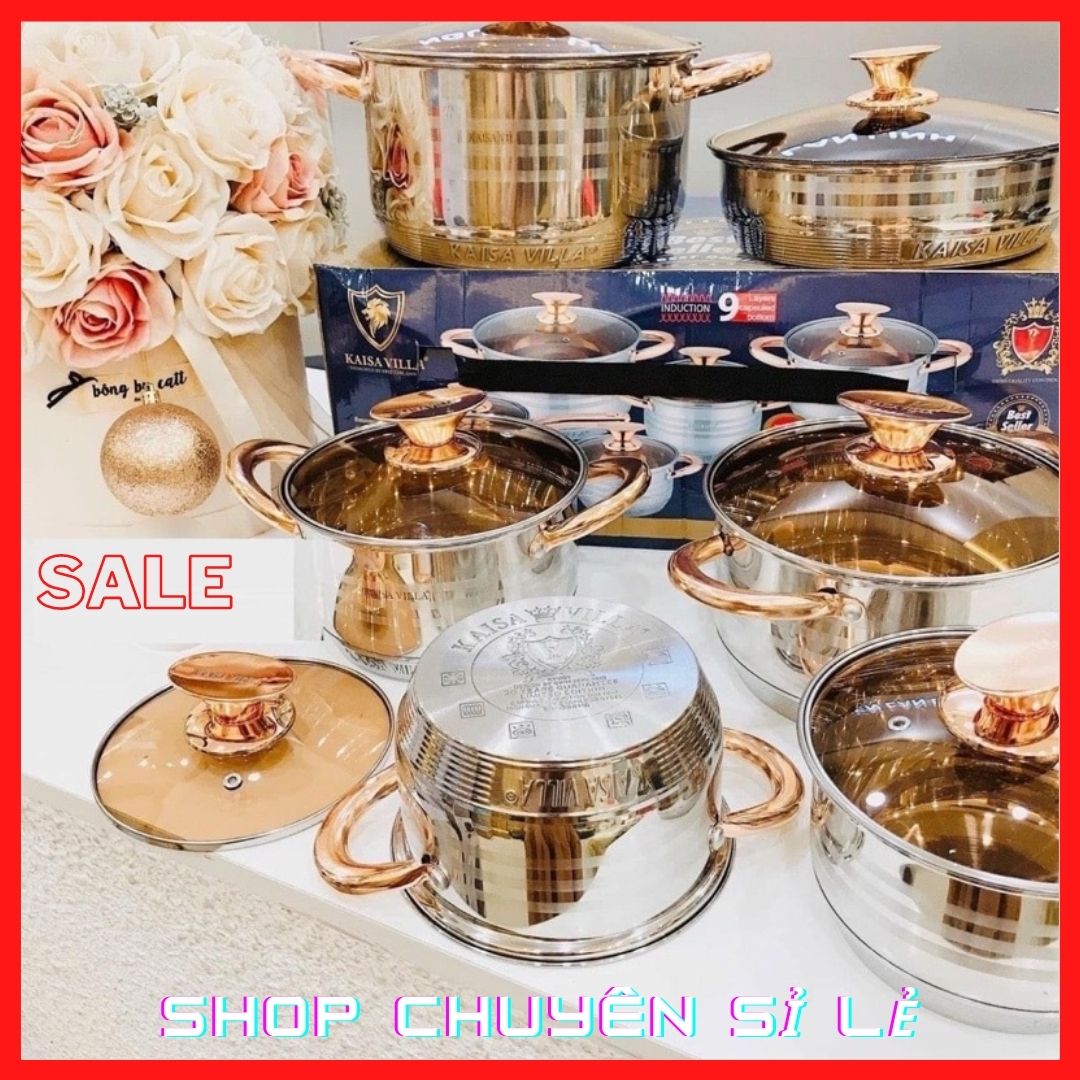 Bộ nồi đức 6 món 9 đáy từ kaisa villa nhập khẩu đức sử dụng cho tất cả các loại bếp