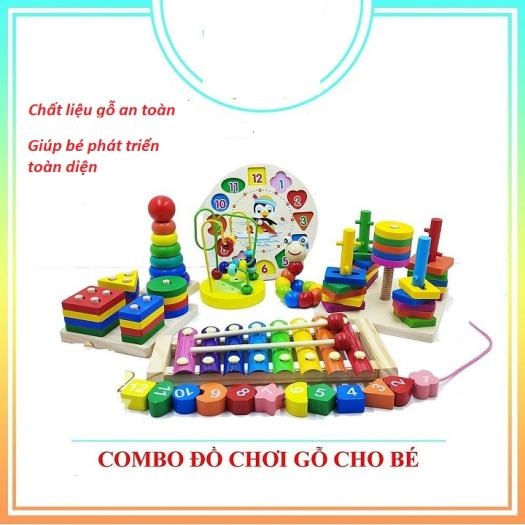 Combo 7 bộ đồ chơi gỗ thông minh