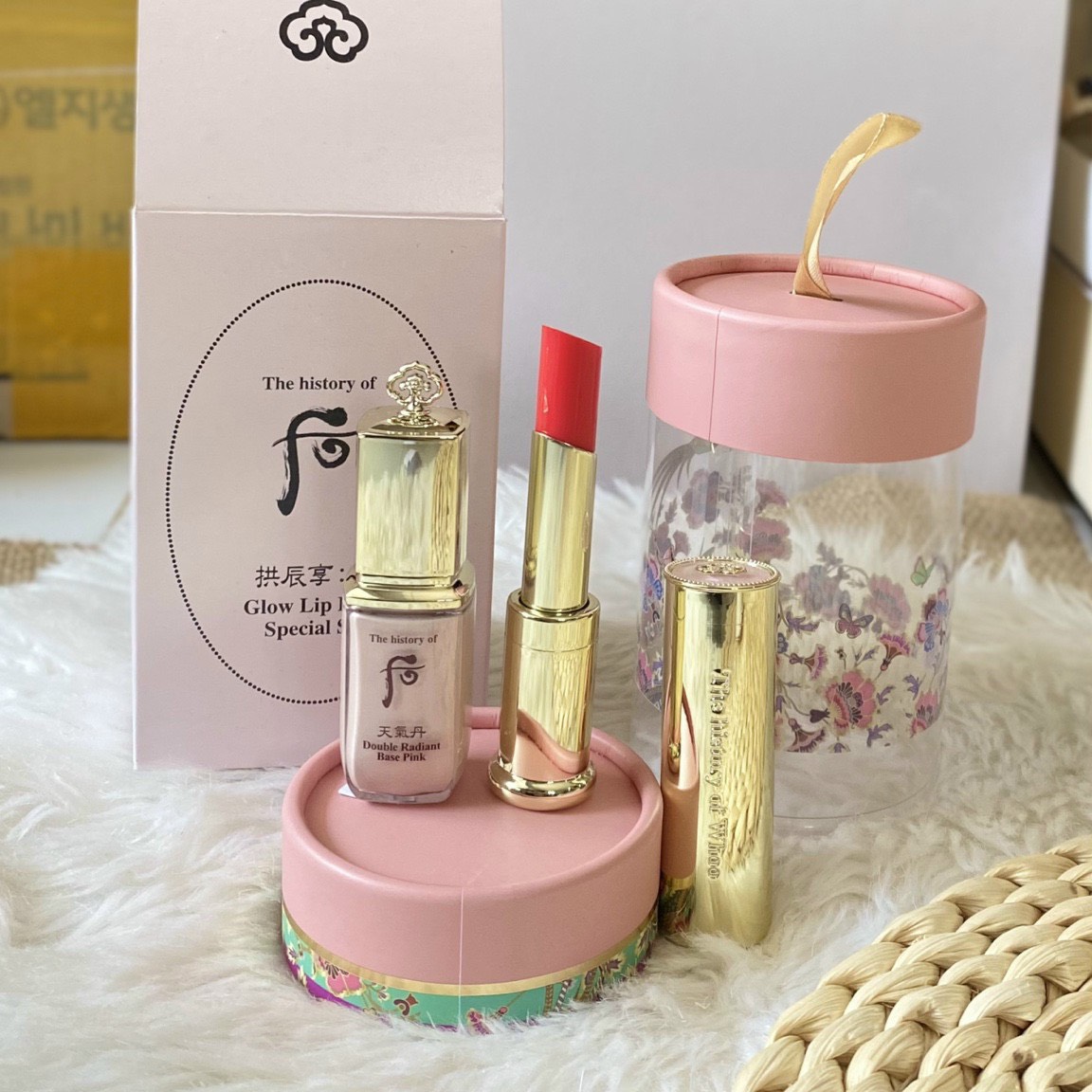 Set son dưỡng môi, chống nắng đông y the history of whoo mi glow lip balm spf10 special set