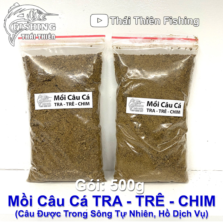 Mồi câu cá tra trê chim gói 500g dùng câu sông tự nhiên, hồ dịch vụ