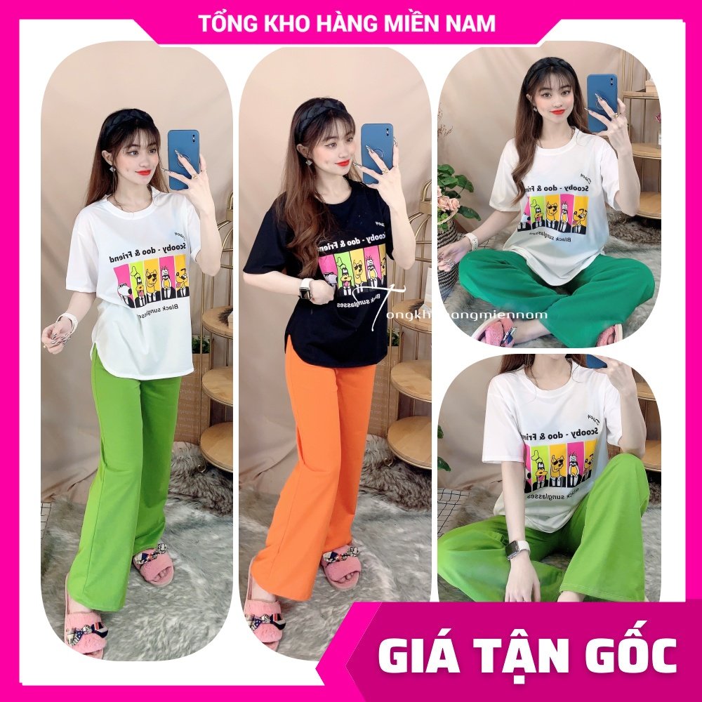 Đồ bộ thun dài ống suông cho nữ mặc nhà phom to chất thun mềm mát in hình gấu chữ hoạt hình dễ thương 🛑 Đồ bộ nữ 🛑 Đồ bộ hoạt hình 🛑 Đồ bộ dễ thương 🛑 Đồ bộ thun ống suông in hình TP102