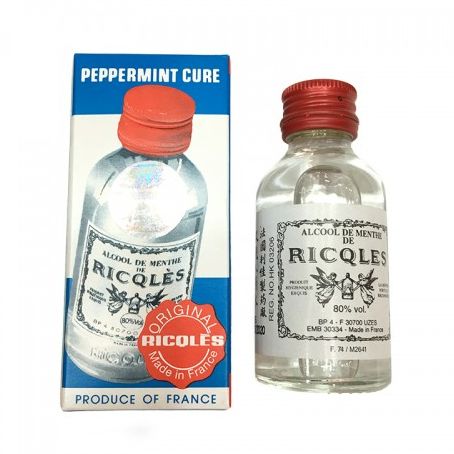 Dầu gió thoa ngoài da bạc hà Ricqles Alcool de Menth Peppermint Cure chai 50ml của Pháp