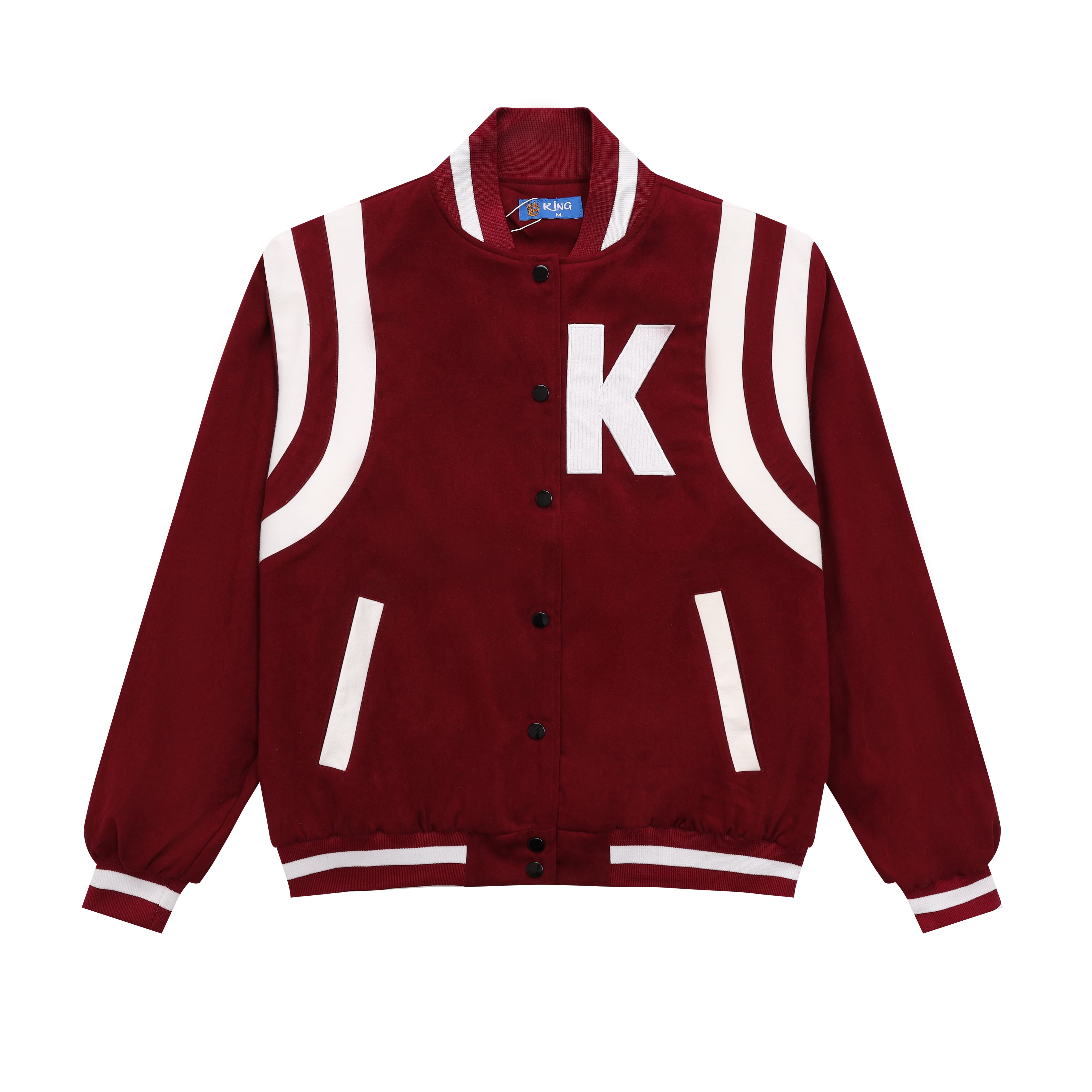 Áo khoác nhung tăm jacket varsity graffiti king brand v1 màu đỏ đô, đen, cam