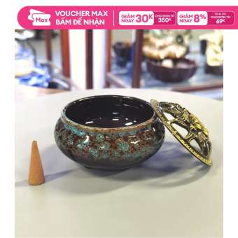 Lư xông trầm hương bằng gốm sứ cao cấp, tặng kèm tấm lót chống nóng đi kèm