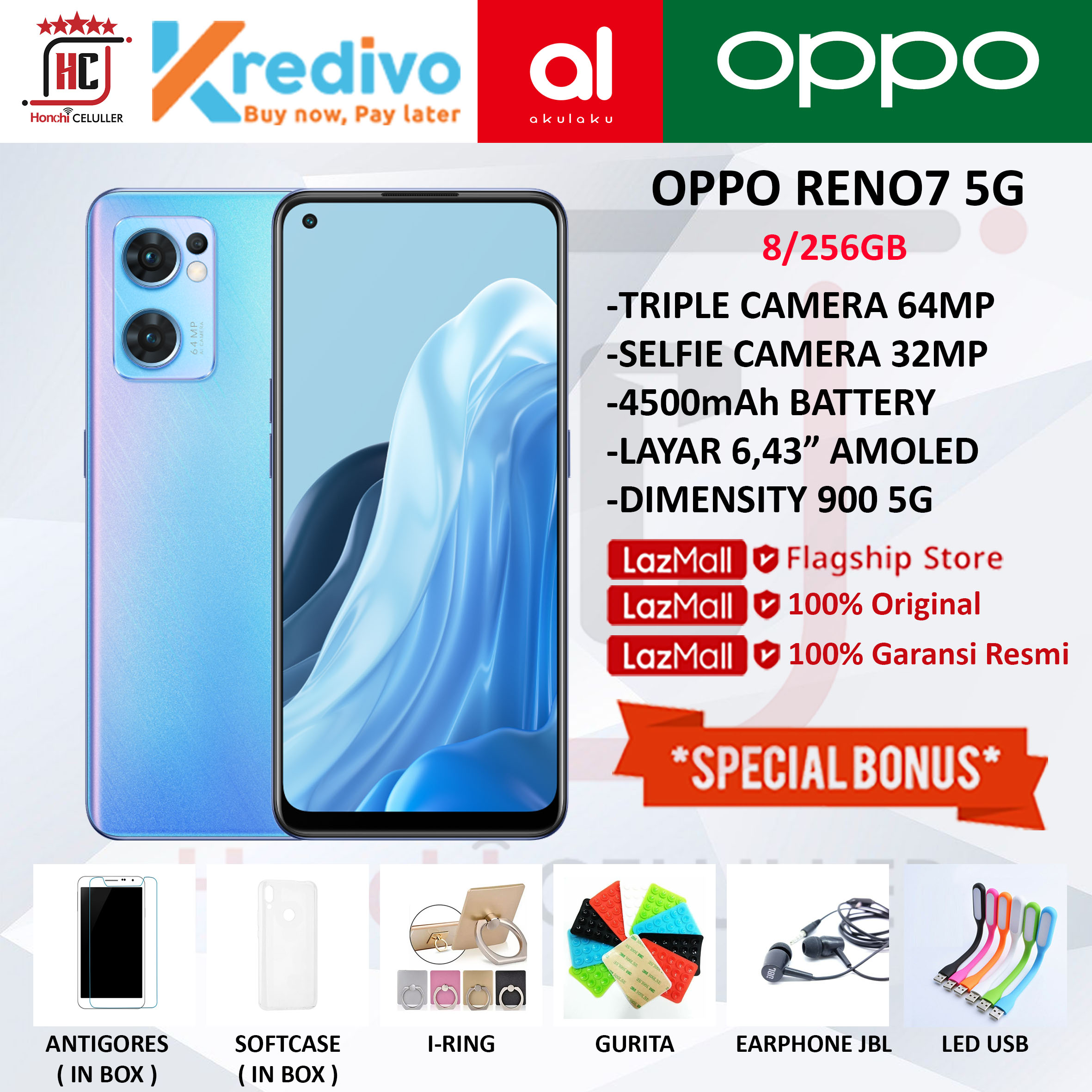 OPPO RENO7 5G 8/256 GB GARANSI RESMI OPPO INDONESIA Harga 5,199,000 rupiah*Gratis Ongkir