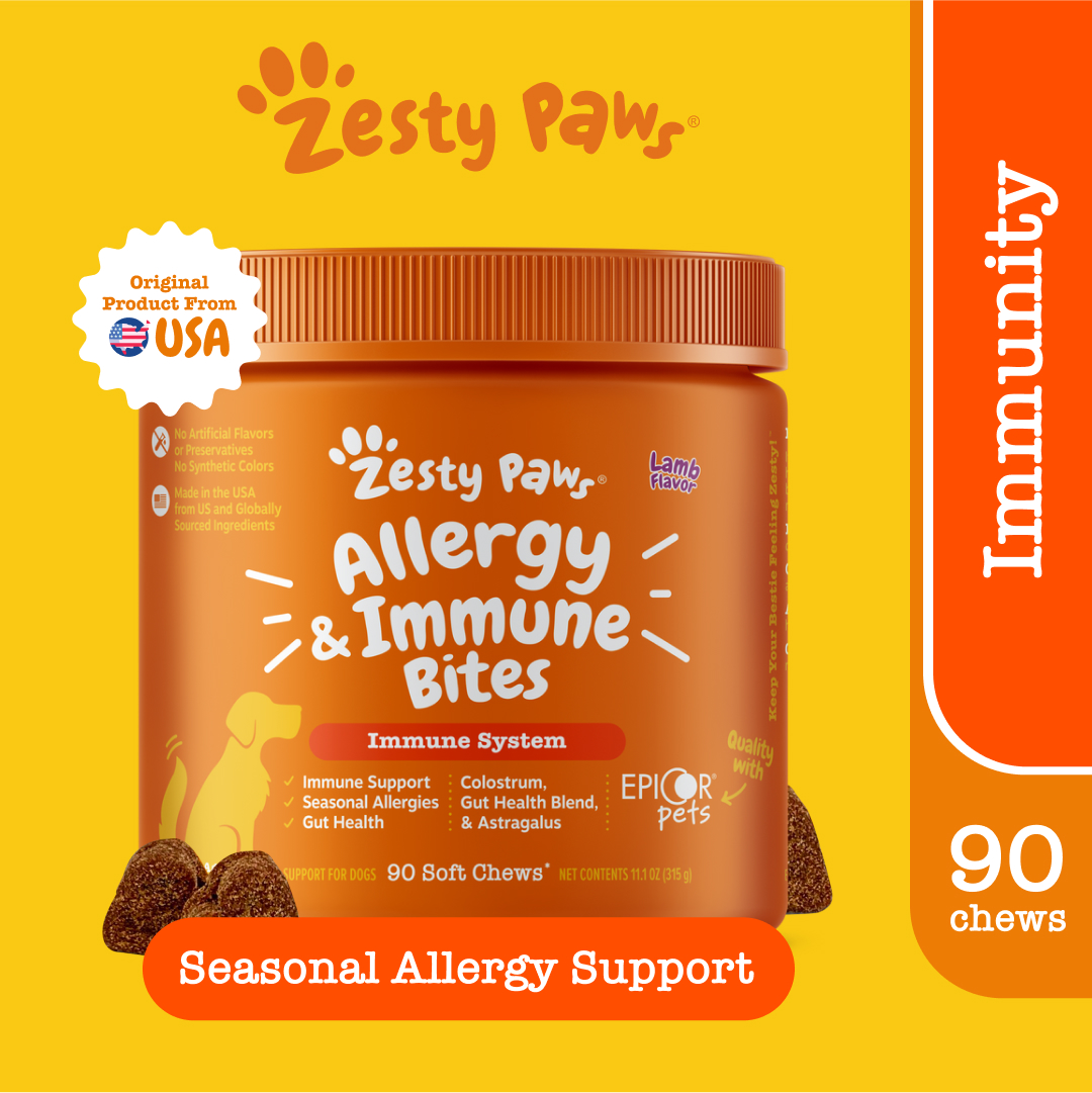 Zesty Paws Aller-Immune Bite for Dogs Immune System [รสเนื้อแกะ] (แบบนุ่ม 90 เม็ด) (หมดอายุ:08/2025) ราคา 1,350 บาท*ส่งฟรี