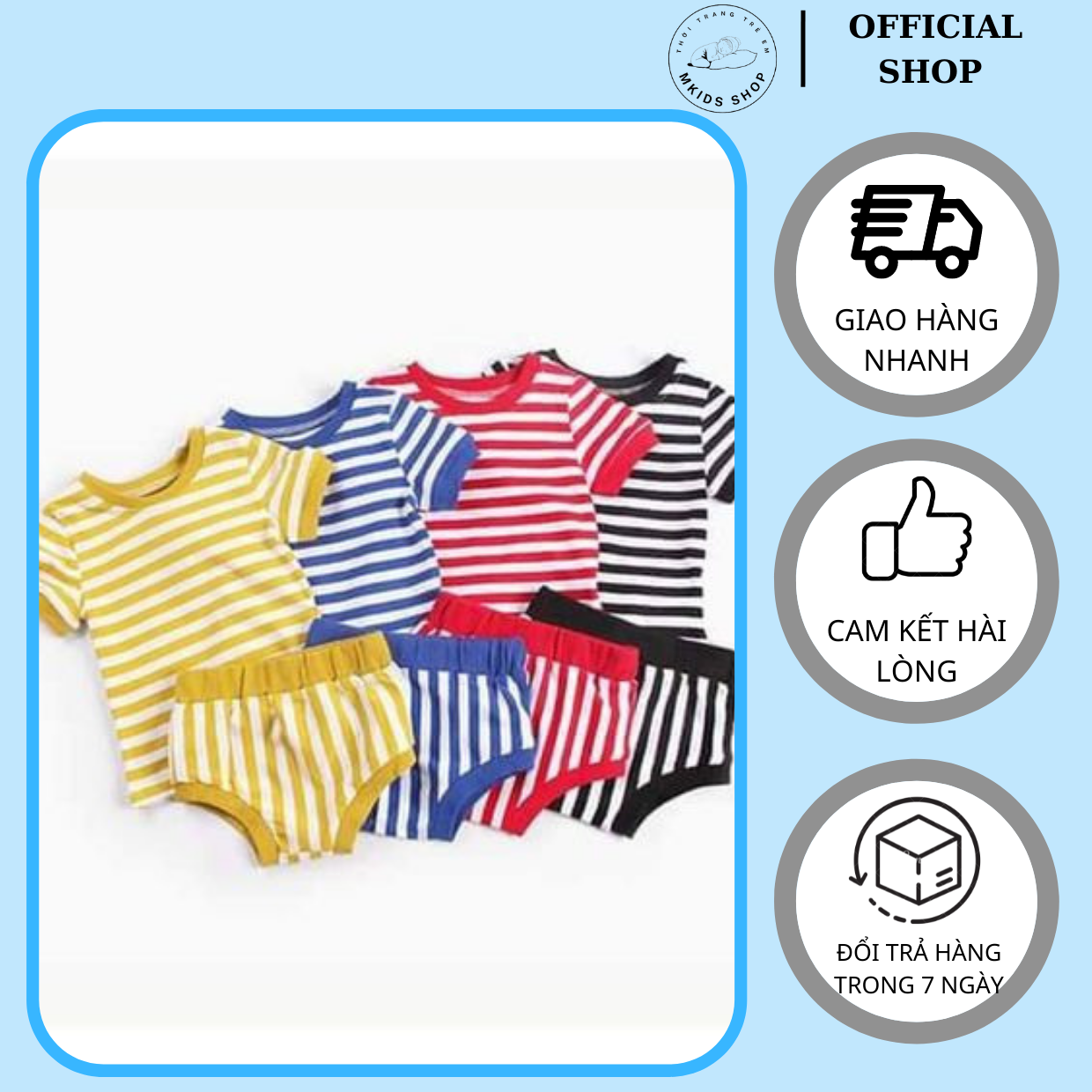 Bộ chip cho bé -chip sọc-vải cotton 100%,dành cho bé trai, bé gái từ 6-16kg, có sẵn hcm
