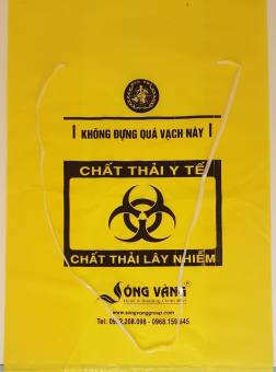 Túi nilon 15 lít, 30 lít, 60 lít, 120 lít màu vàng, có dây rút đựng rác thải y tế, chất thải lây nhiễm