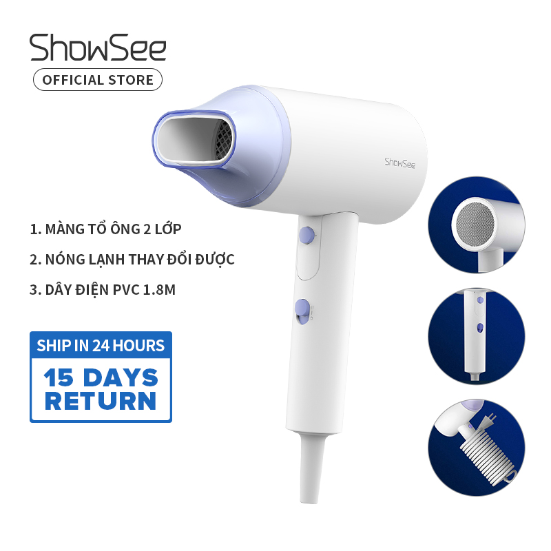 ShowSee máy sấy tóc cấm tay tiện dụng sấy khô siêu nhanh chăm sóc tóc chuyên nghiệp máy sấy tóc ion âm có thể gấp gọn A4-W