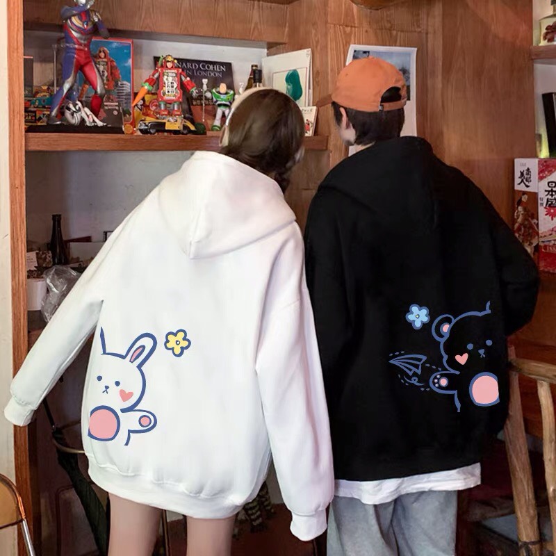 Set áo đôi hoodie thỏ bắn tim