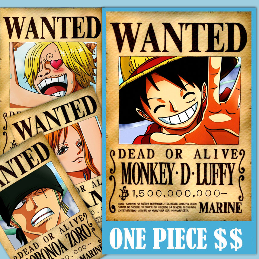 Bộ 10-40 Lệnh Truy Nã  Onepiece - Wandted Poster - Khổ A4- A5 giấy dày đẹp