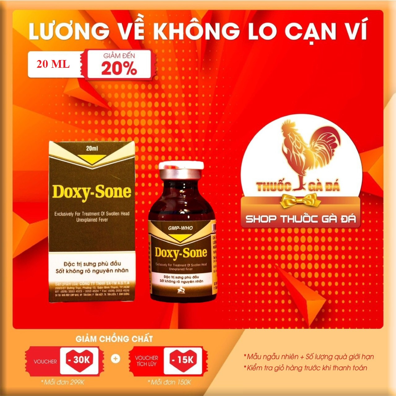 Doxy - sone sưng phù đầu, sốt dành cho gà đá