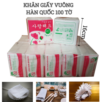 Combo 10 bịch khăn giấy vuông cao cấp, khăn giấy ăn Napkin Hàn Quốc 100 tờ - 320x330mm