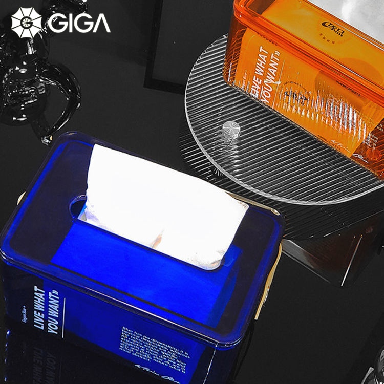 GIGA ESSENTIAL Hộp khăn giấy trong suốt nhiều màu sắc / Hộp khăn giấy kiểu INS / Hộp đựng khăn giấy đa chức năng / Hộp đựng khăn giấy sáng tạo sang trọng nhẹ nhàng / Hộp khăn giấy xanh Klein