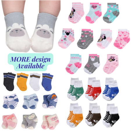 BABA Baby Cotton Socks for Newborns - Random Designs