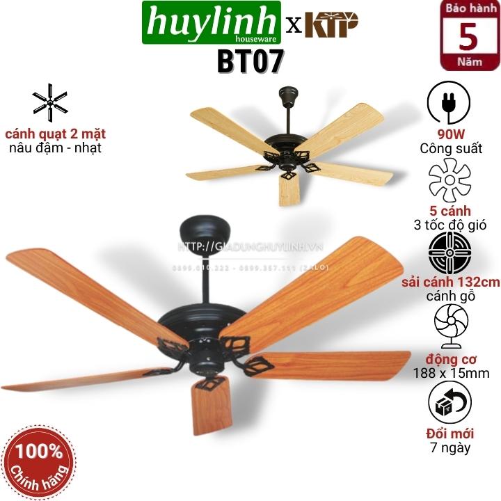 Quạt trần 5 cánh gỗ kim thuận phong ktp bt07