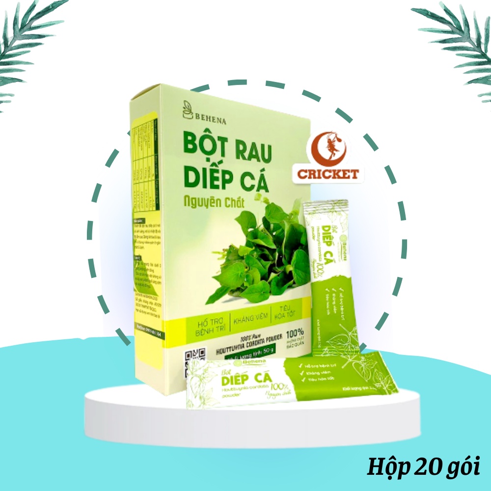 Bột diếp cá Behena 50g (20 gói x 2.5gr) làm mờ vết thâm mụn, mát gan, ngăn ngừa và hỗ trợ bệnh trĩ