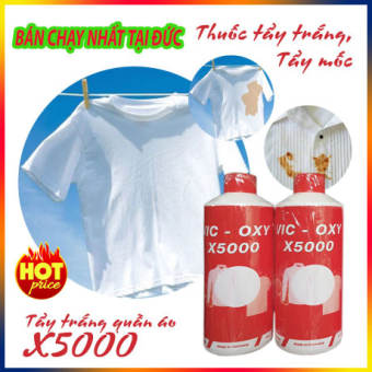 Nước tẩy trắng quần áo X5000 Vic Oxy, thuốc tẩy quần áo trắng đa năng, tẩy quần áo màu bị nấm mốc, ố vàng, lem màu, dính mực, tẩy quần áo trẻ em tốt hơn nước tẩy banking soda, thuốc tím, javen, Axo,...