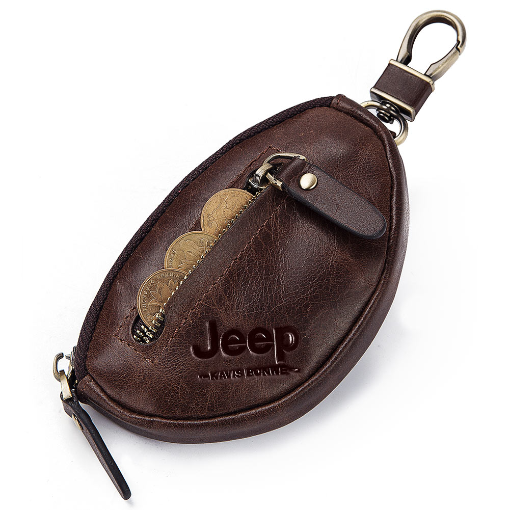 HUMERPAUL Genuine Leather Coin Purse Men Short Mini Wallet Key Bag Zipper Split Car Key Bag Housekeeper Key Case Small