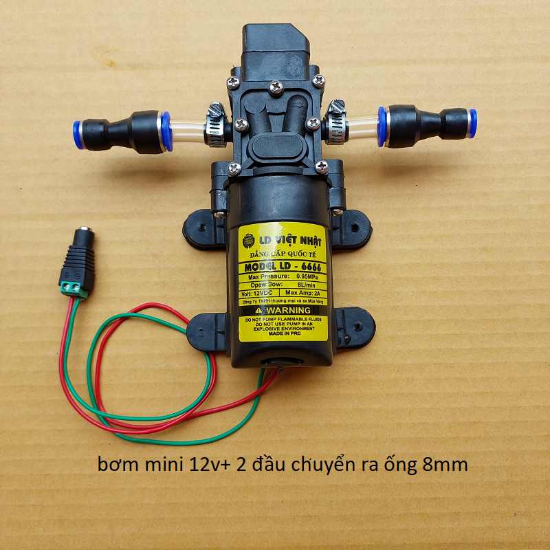 bơm  phun sương nước mini 12v - phun sương,  kèm chiết t áp ,( (bơm  12v+chuyển ống 8mm)