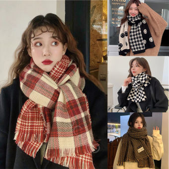 Khăn Quàng Cổ Nam Nữ Chất Liệu Len Dạ Kẻ Caro Phong Cách Vintage Hàn Quốc Đẹp; Khăn Kẻ 2 Mặt; K01 - L'Bera