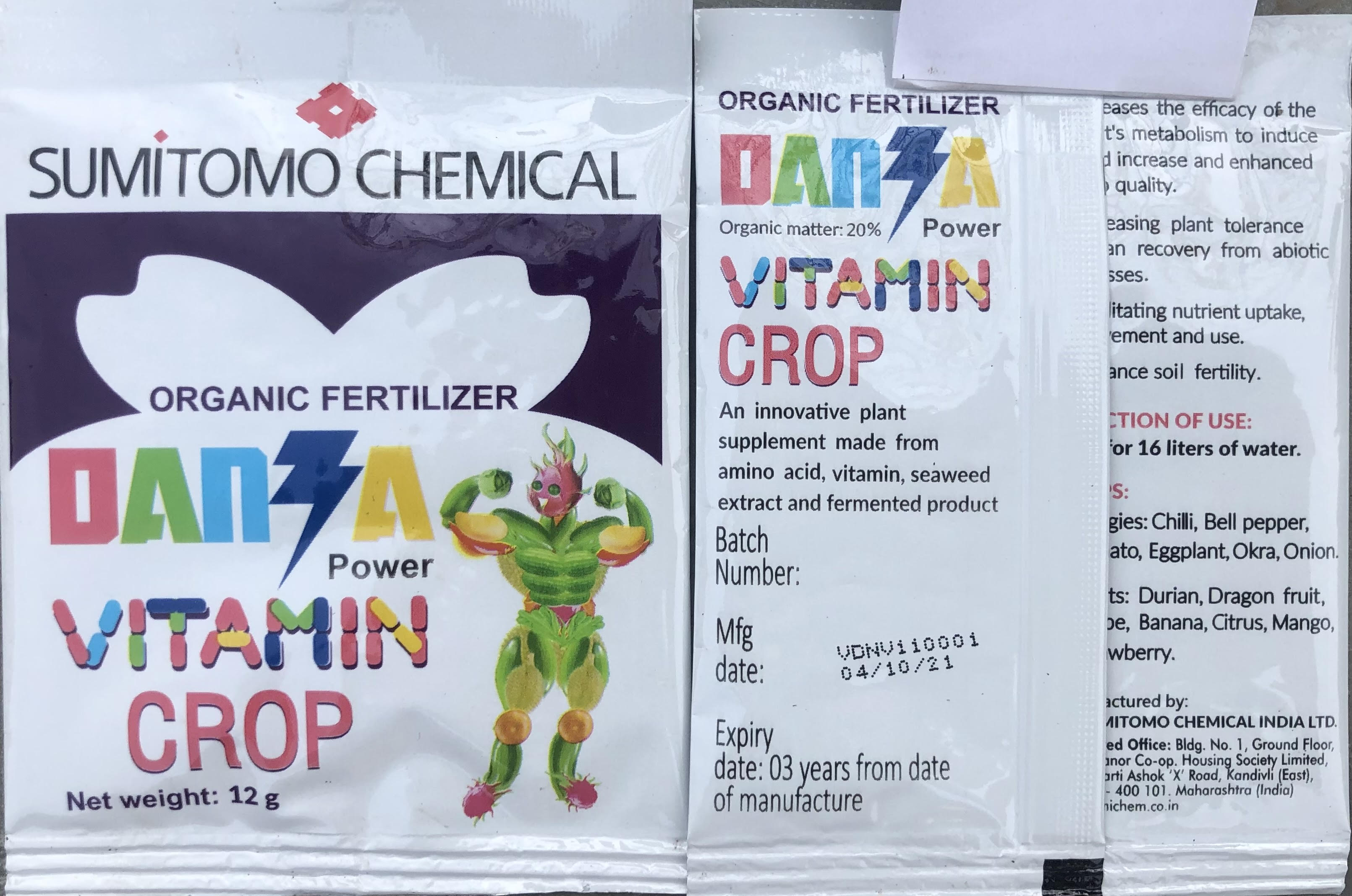 (5 gói 12g) Phân hữu cơ, Vitamin cho cây trồng nhập khẩu từ Ấn Độ, Danza