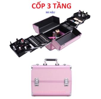 Cốp 3 Tầng Đựng Đồ Nail,Mi, Phun Xăm, Trang Điểm,Cốp Nhôm 2 Khuy Size 37x29x23 Hộp Đựng Đồ Nghề Make Up,Tủ Nhôm Loại Lớn,Cốp Nhôm Đựng Đồ Nghề Make Up 3 Tầng_ Phụ Liệu Mi Hậu