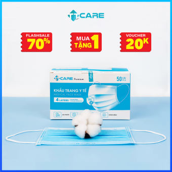 Khẩu Trang Y Tế 4 Lớp Premium Cao Cấp TTCARE Kháng Khuẩn 99%, Chống Nắng Chống Thấm Nước - COMBO 3 HỘP