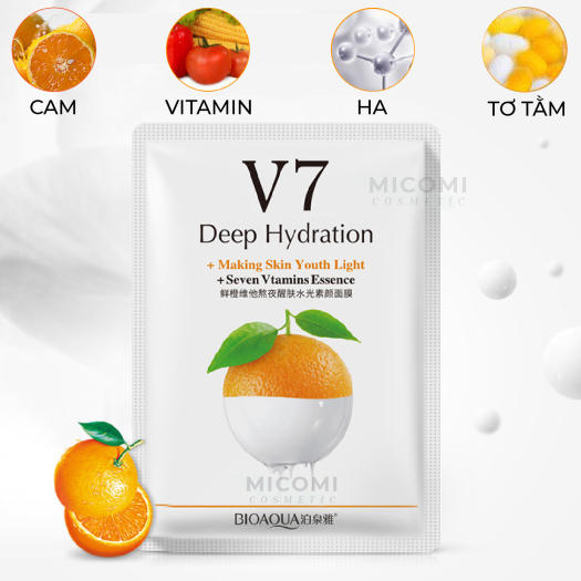 COMBO 10 Mặt Nạ Trái Cây V7 Dưỡng Trắng Da Cấp Ẩm Ngừa Mụn Mask Giấy Đắp Mặt Toning Youth  Vitamin Bioqua Nội Địa Trung MICOMI Cosmetics Táo l Kiwi l Cam l Dâu