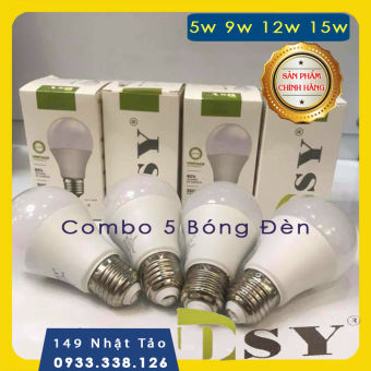 Combo 5 Bóng Đèn Led Tròn 5w 9w 12w  ánh sáng trắng Thương hiệu DSY chính hãng chất lượng cao siêu bền siêu sáng