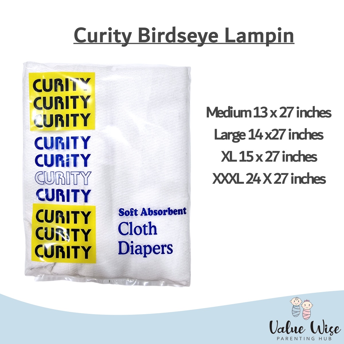 Value Wise Curity Birds eye Newborn Infant Baby 6 or 12 pcs Birds Eye Lampin Cloth Diaper M L XL XXXL Birdseye Lampin