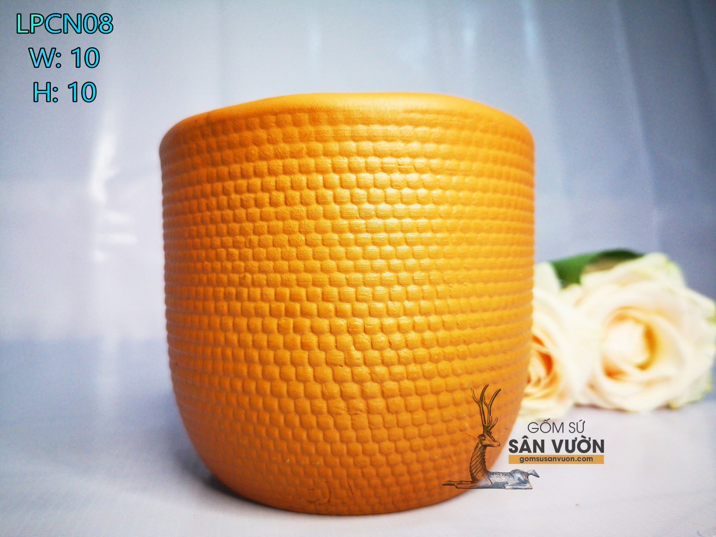 Chậu gốm đất nung kiểu TRỨNG DA RẮN size 15cm LPCN08-15 (1 cái) - Màu gốm đỏ , chậu trồng cây, gốm sứ sân vườn Bình Dương