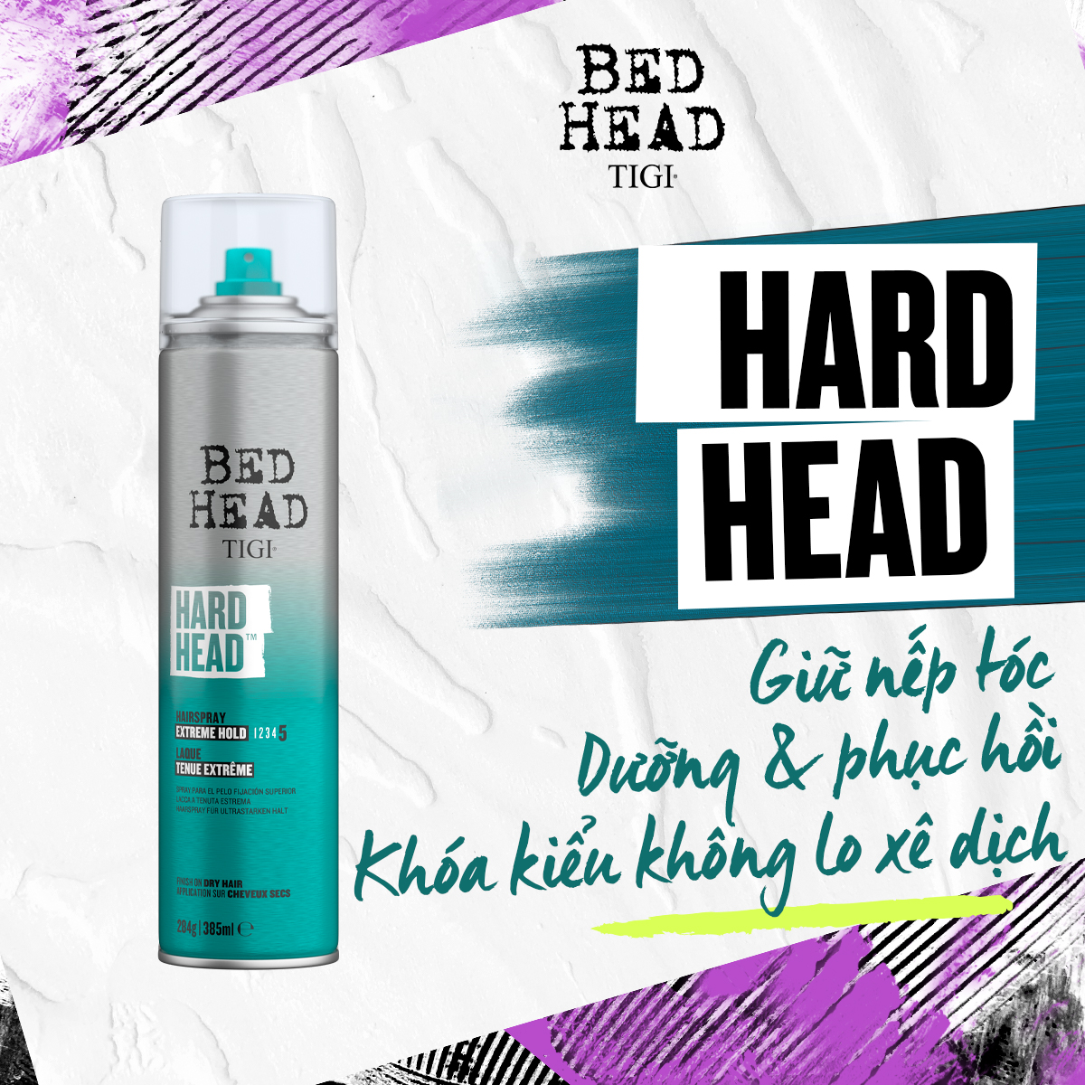 [Tigi-Mỹ] Kẹo xịt cứng giúp hoàn chỉnh kiểu tóc - Bedhead Hard Head Hairspray mẫu mới siêu đẹp (MyphamtocTranAnh)