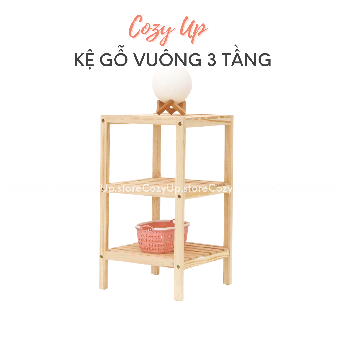 [HCM]Kệ Tab Đầu Giường Vuông 3 Tầng Gỗ Thông Nhập Khẩu