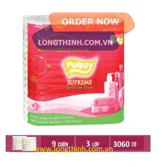 Giấy Lụa Cuộn Pulppy Supreme 9 cuộn 3 lớp