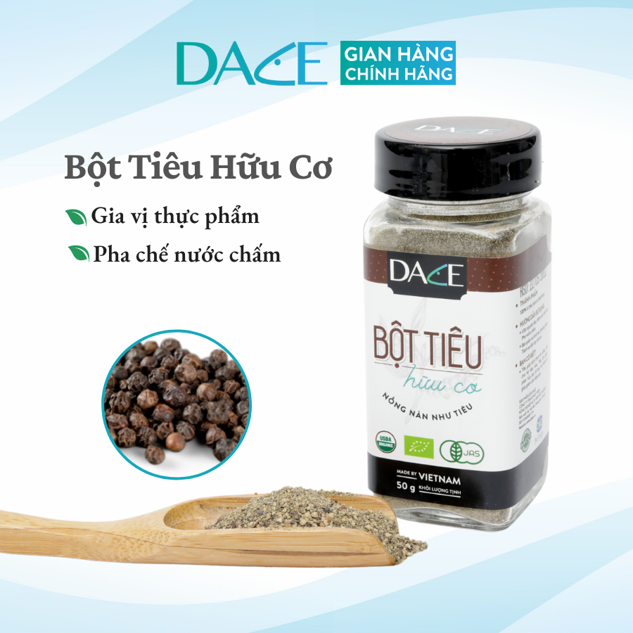 Bột tiêu hữu cơ dace 50g - tiêu chuẩn mỹ usda & eu - an toàn, tự nhiên