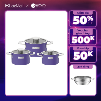 Bộ nồi Inox liền khối Elmich Hera EL-8190 size 16, 20, 22cm