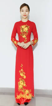 ÁO DÀI THÊU HOA KÈM QUẦN MAY SẴN