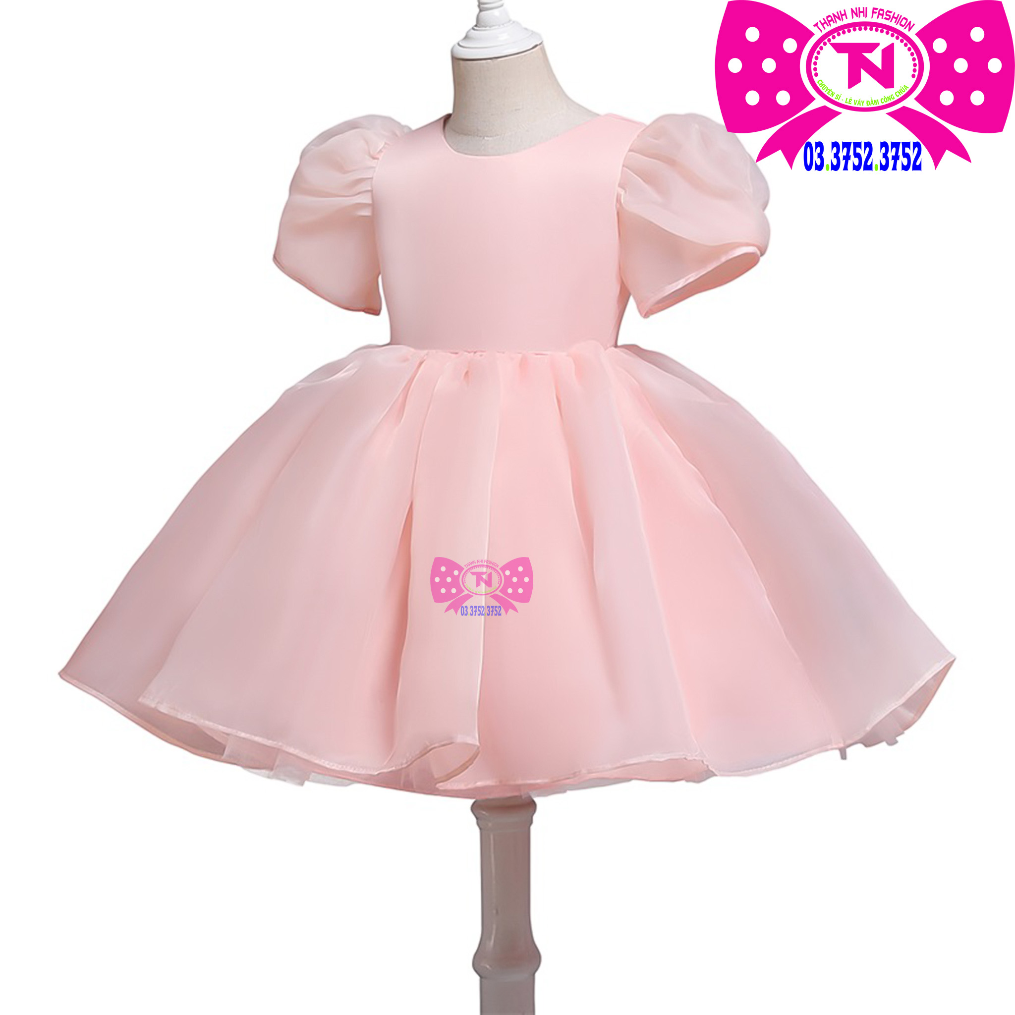 Váy công chúa tay phồng sinh nhật - váy bé gái hàng thiết kế cao cấp thanh nhi fashion tn29422108