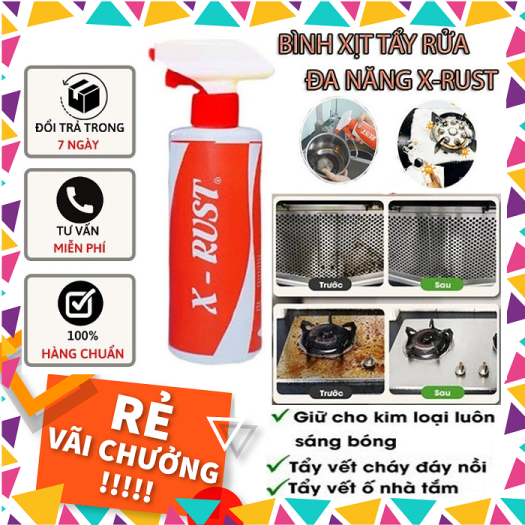 Bình xịt tẩy rửa đa năng XRUST - Chai xịt vệ sinh nhà bếp, nhà tắm, nhà vệ sinh,máy móc,xe hơi,vệ sinh giày - Nước Tẩy Rửa Đa Năng Đánh bay mọi vết bẩn tốt hơn