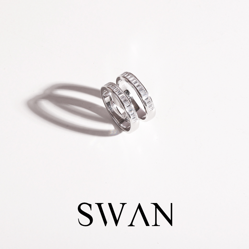SWAN - Baguette Two Rows Ring แหวนเงินแท้ เพชรบาแกตต์ 2 แถว ฝังเพชรคิวบิกเซอร์โคเนีย cubic zirconia ราคา 2,490 บาท*ส่งฟรี