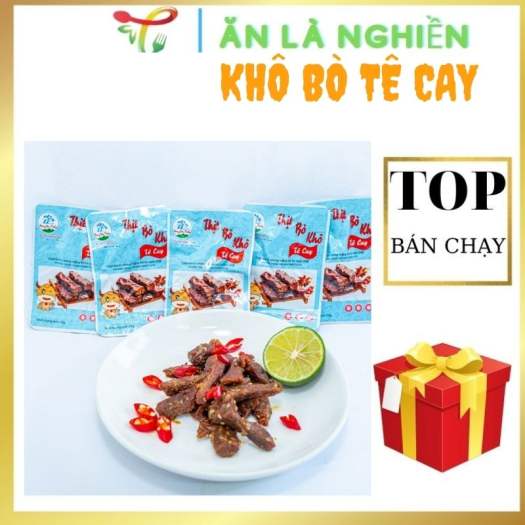 Thịt bò khô vị tê cay, khô bò cay 100% từ thịt bò, Hoàng Nam Food gói 12gram