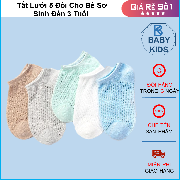 Sét tất lưới 5 đôi cho bé sơ sinh đến 3 tuổi