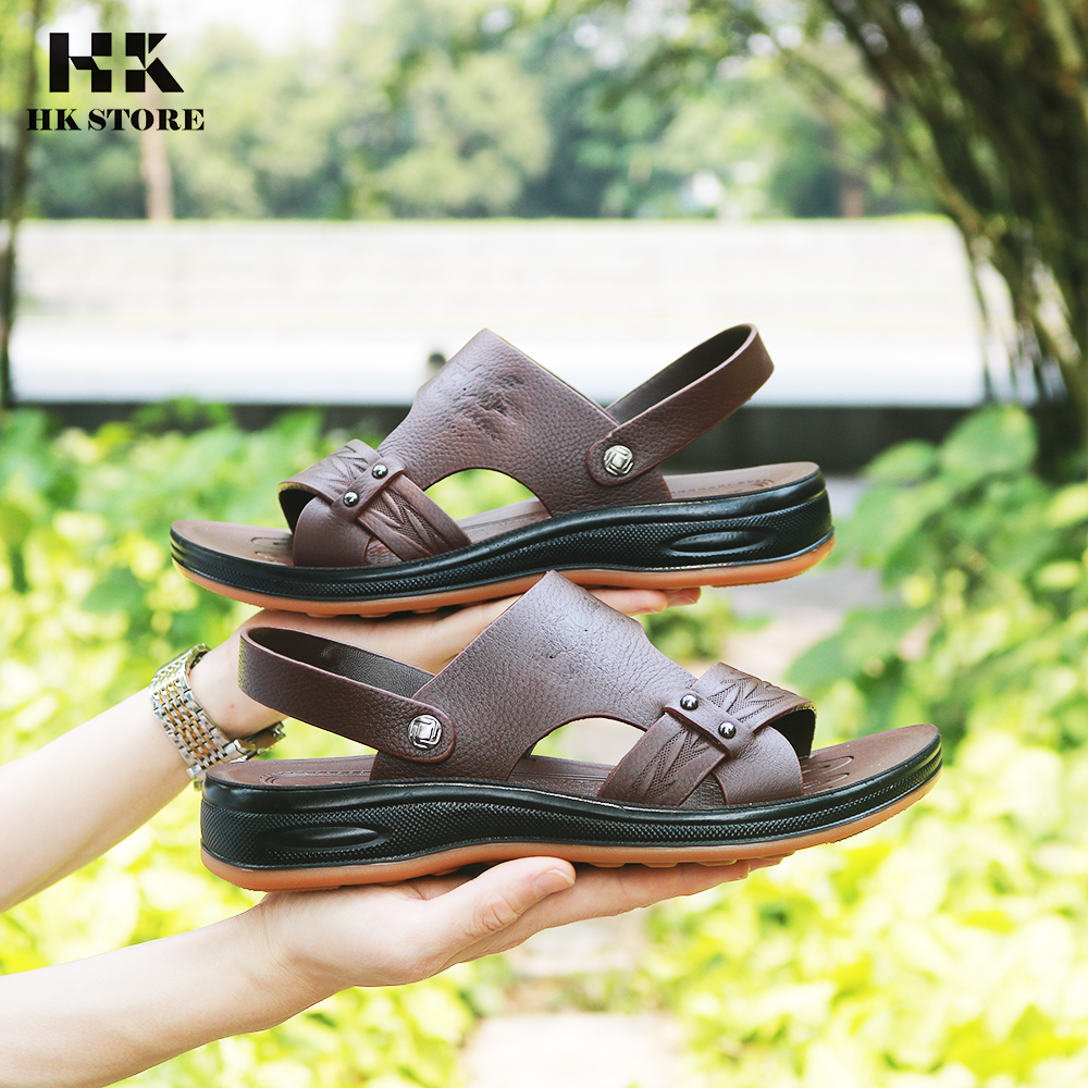Xăng đan nam - dép nam da bò xịn - khâu may chắc chắn bảo hành 12 tháng - hàng chính hãng HK.STORE