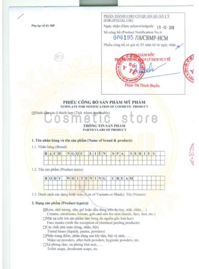 Công thức kem cốt tẩy bạch trắng da cho spa