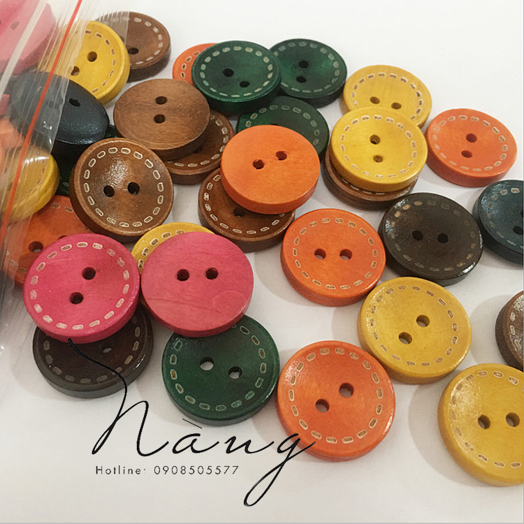Set 50 nút gỗ tự nhiên nút gỗ màu - mẫu 2